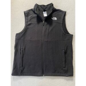 The North Face Mens XL Vest Black Circular Design Fleece Full Zip